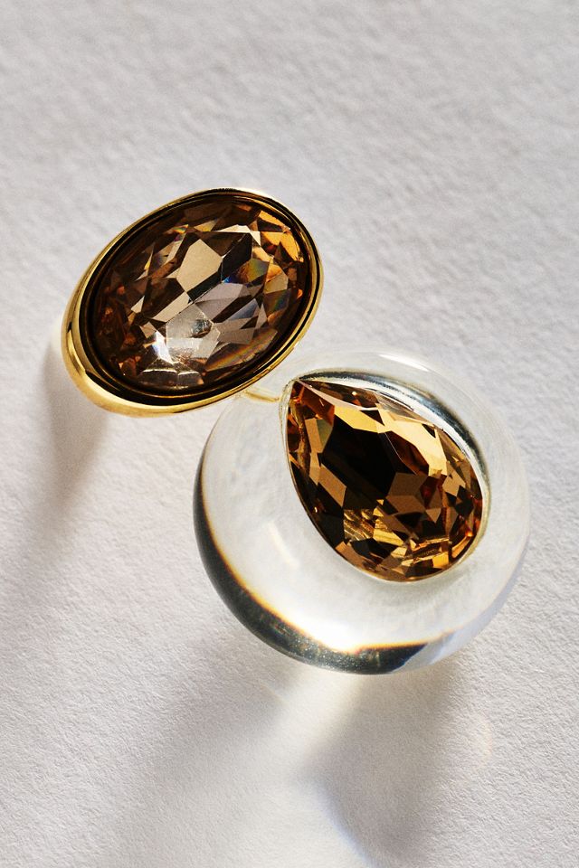 By Anthropologie Resin Bezel Stone Earrings #1