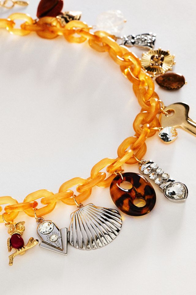 By Anthropologie Resin Charm Link Necklace #1
