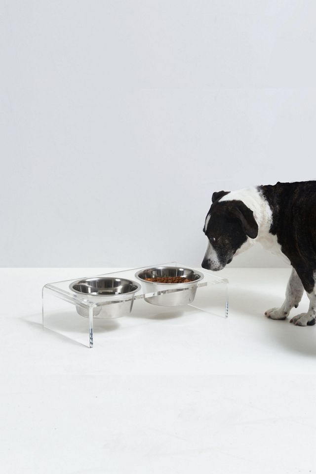 Hiddin Small Clear Double Bowl Pet Feeder #1