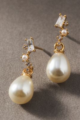 A.B. Ellie Micro Stacked Crystal & Pearl Drop Earrings