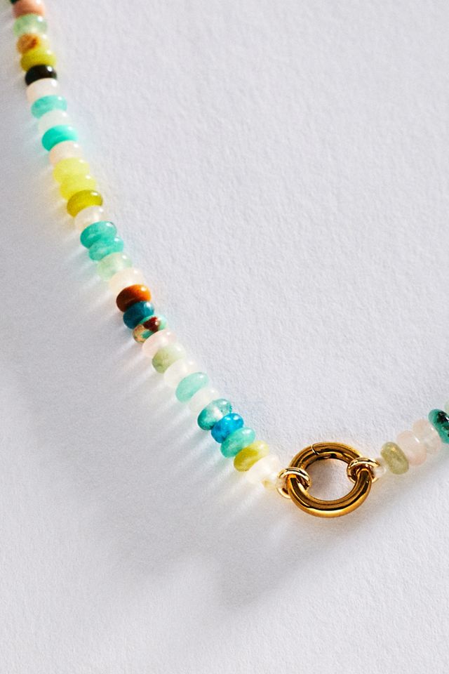 By Anthropologie Beaded Circle Pendant Necklace #1