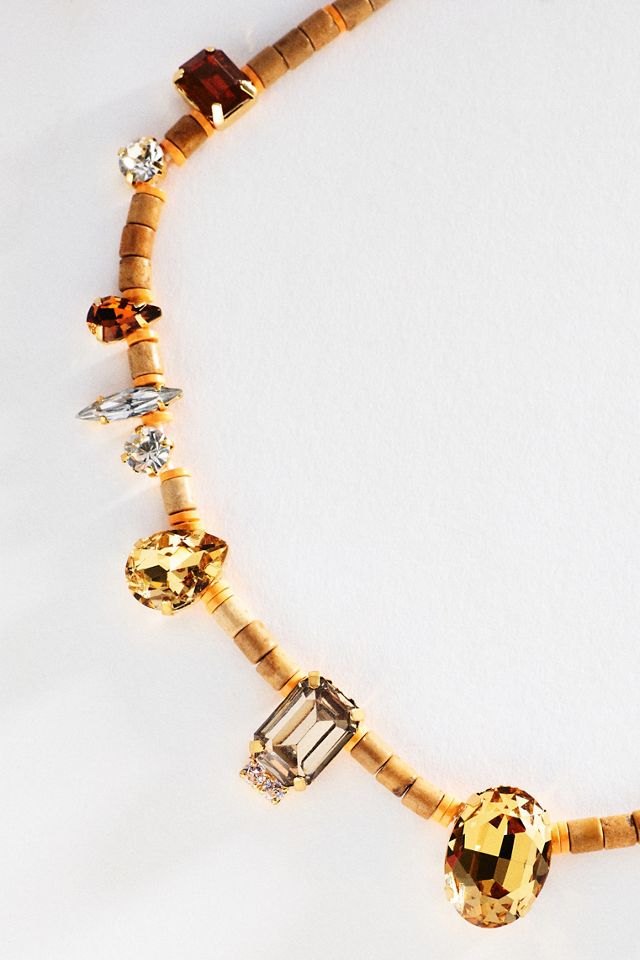 By Anthropologie Mixed Crystal Beaded Necklace #1