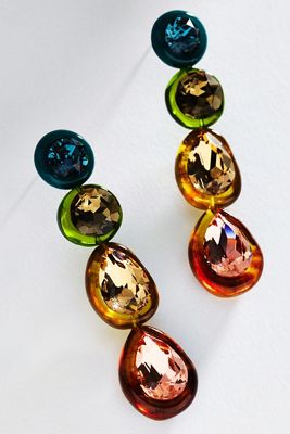 By Anthropologie Multicolor Gem Drop Earrings