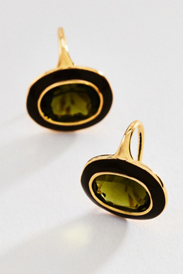 Crystal Enamel French Hook Earrings