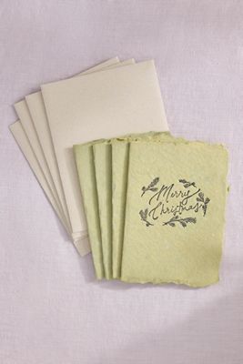 Merry Christmas Handmade Paper Cards, Set of 4