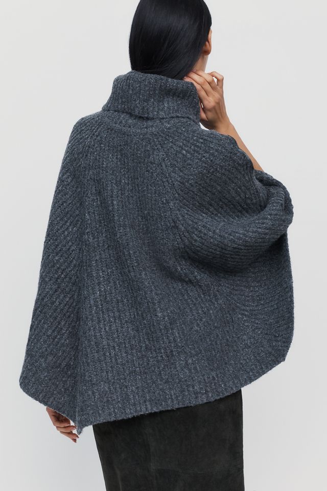 By Anthropologie Funnel Neck Ribbed Poncho #1
