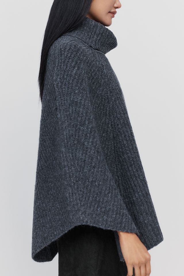 By Anthropologie Funnel Neck Ribbed Poncho #2