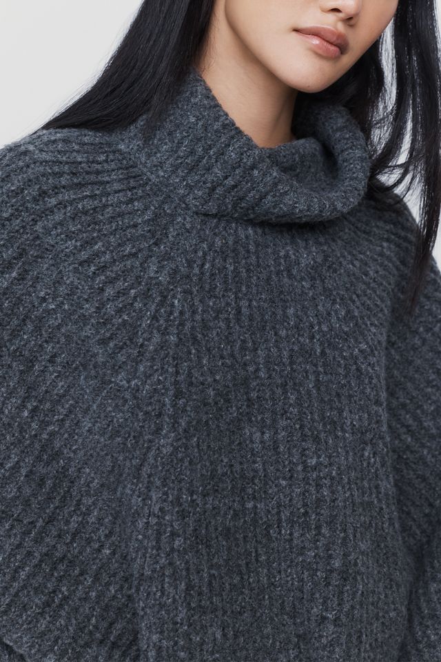 By Anthropologie Funnel Neck Ribbed Poncho #3