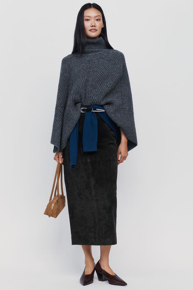 By Anthropologie Funnel Neck Ribbed Poncho #4