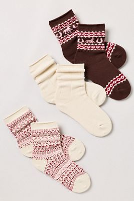 LyreBird Fair Isle Socks, Set of 3