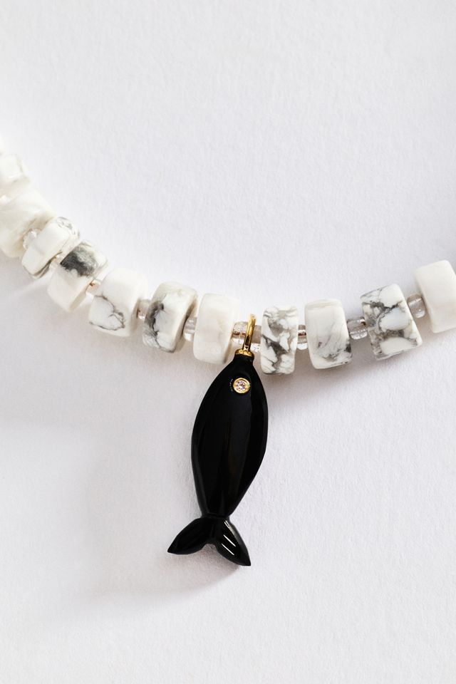 Hannah B. Black & White Fish Pendant Necklace #1