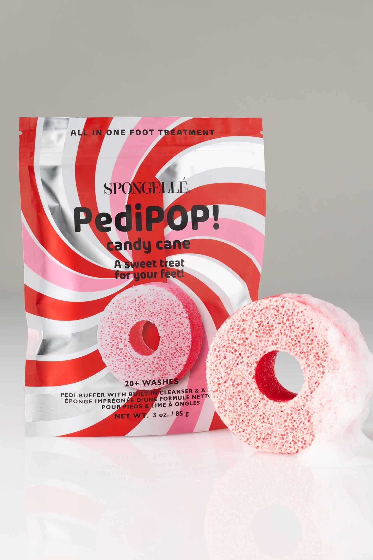 Spongellé Holiday PediPOP! Candy Cane Buffer & Nail File