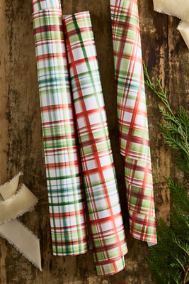 Terrain Holiday Plaid Gift Wrap Sheets, Set of 3