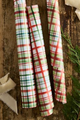 Terrain Holiday Plaid Gift Wrap Sheets, Set of 3