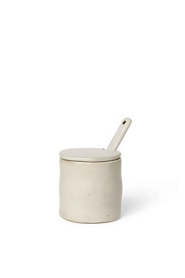 Ferm Living Flow Stoneware Jar With Spoon In White