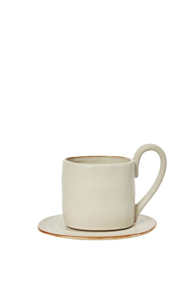 Ferm Living Flow Stoneware Mug With Saucer #1