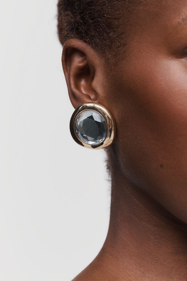 By Anthropologie Bezel Gem Post Earrings #1
