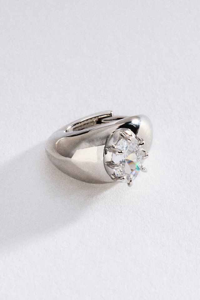 By Anthropologie Crystal Huggie Hoop Earrings #1