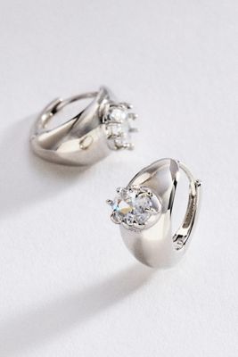 By Anthropologie Crystal Huggie Hoop Earrings