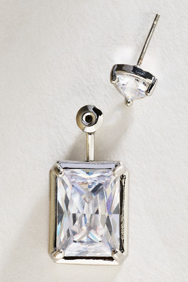 By Anthropologie Emerald Cut Front Back Earrings #1