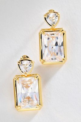 By Anthropologie Emerald Cut Front Back Earrings