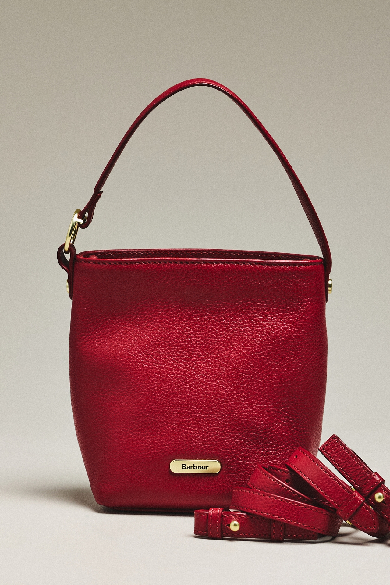 Barbour Cedar Mini Leather Bucket Bag