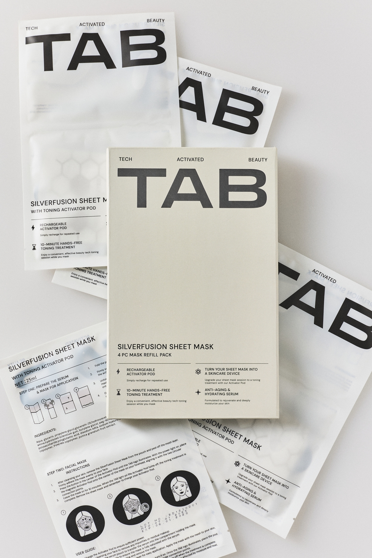 TAB Silverfusion Sheet Mask Refill, Set of 4