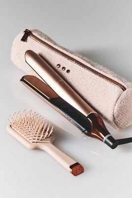 GHD Cashmere Beige Chronos Flat Iron & Mini Paddle Brush Set