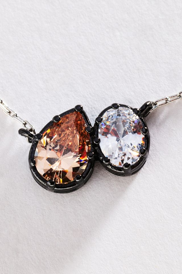 By Anthropologie Mixed Metal Crystal Pendant Necklace #1