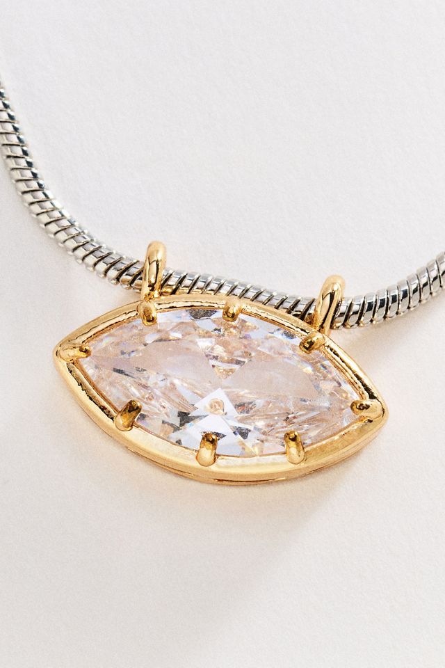 By Anthropologie Mixed Metal Crystal Pendant Necklace #1