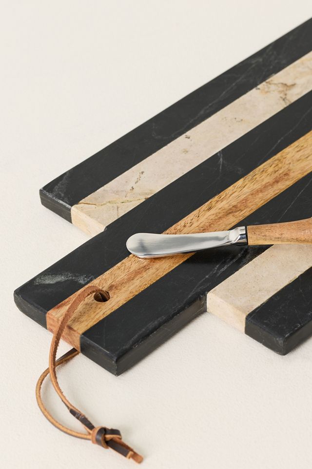 Marble & Wood Board With Canape Knife #1