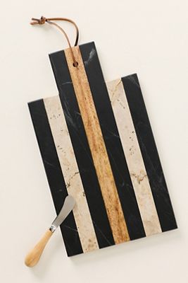 Marble & Wood Board With Canape Knife