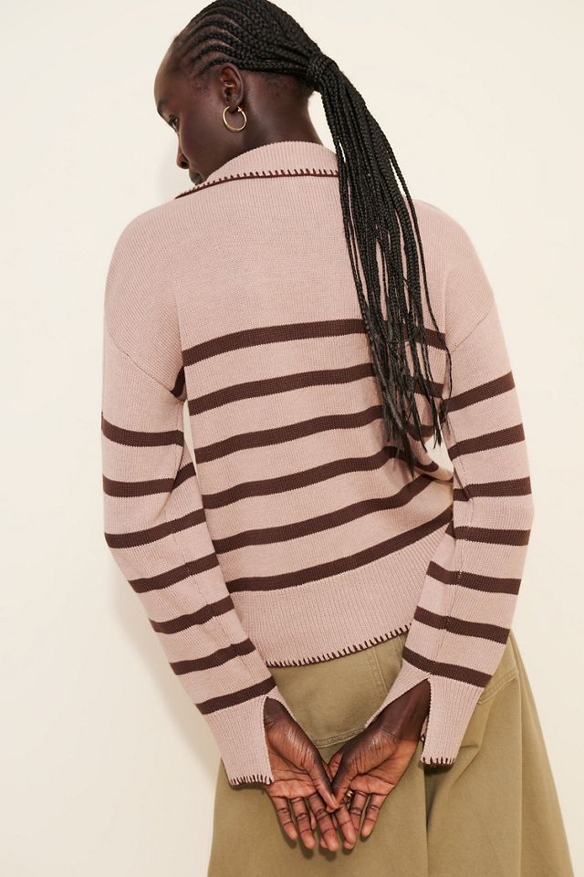 en elly Striped Whipstitch Sweater #1