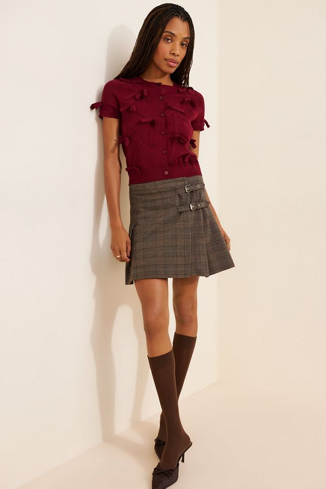 Maeve Short-Sleeve Bow Appliqu? Cardigan Sweater #2