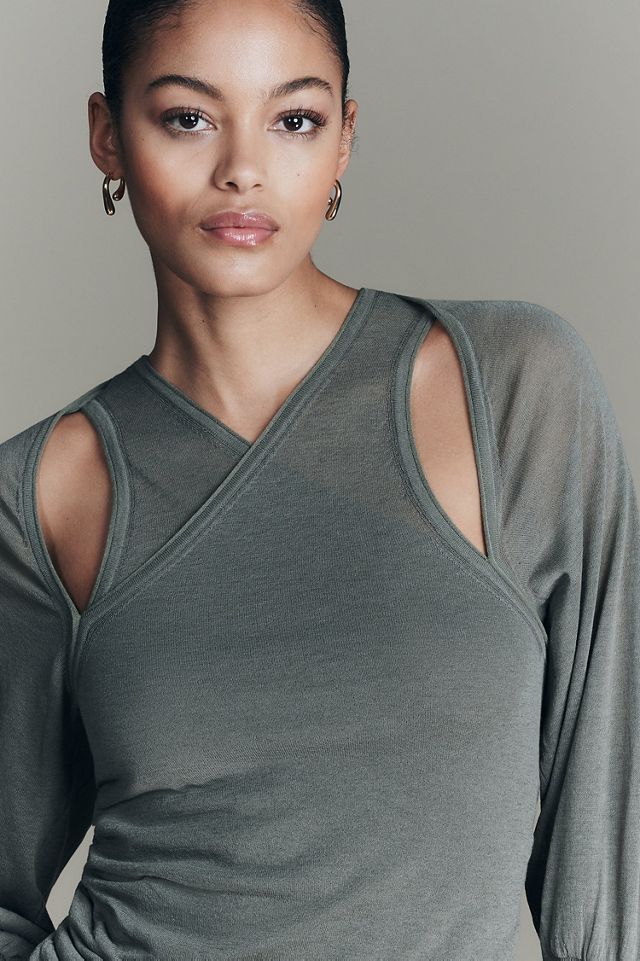 Draped Cold-Shoulder Sweater #3
