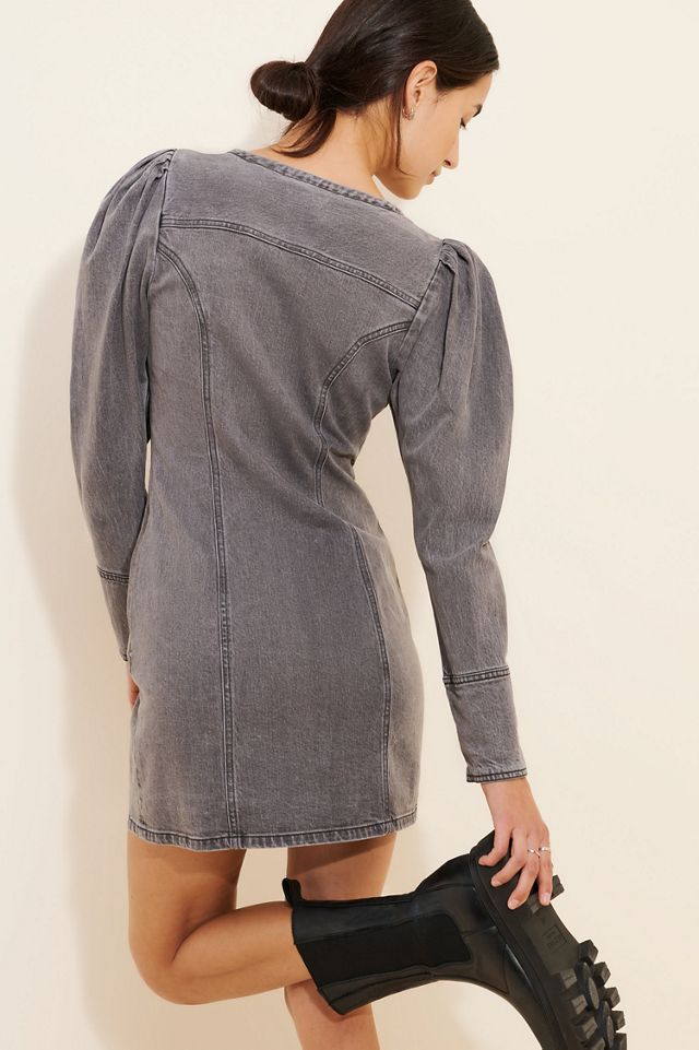 Long Sleeve Denim V-Neck Mini Dress #1