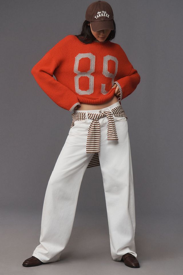Porridge Wide-Sleeve Graphic Numbers Sweater #3