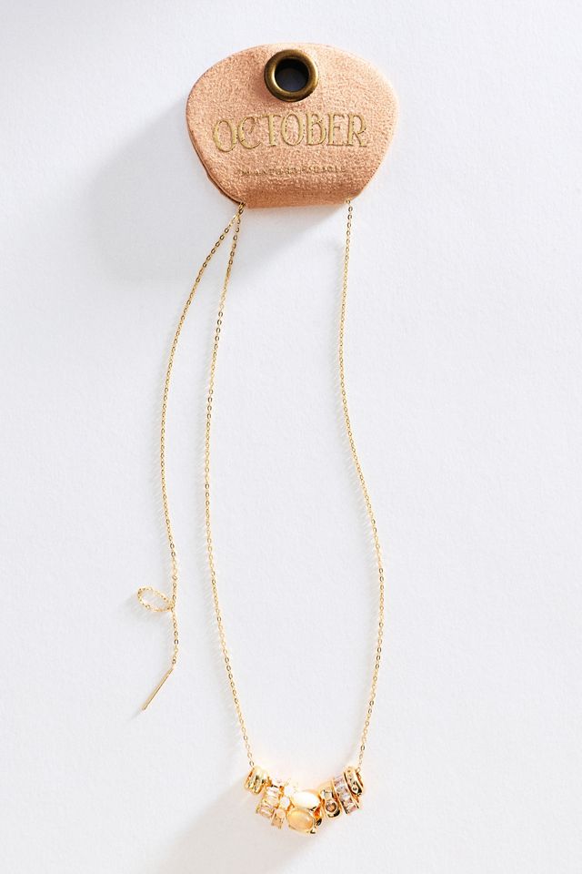 By Anthropologie Birthstone Ring Pendant Necklace #2