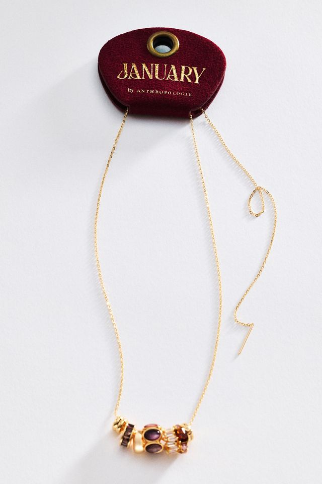 By Anthropologie Birthstone Ring Pendant Necklace #1