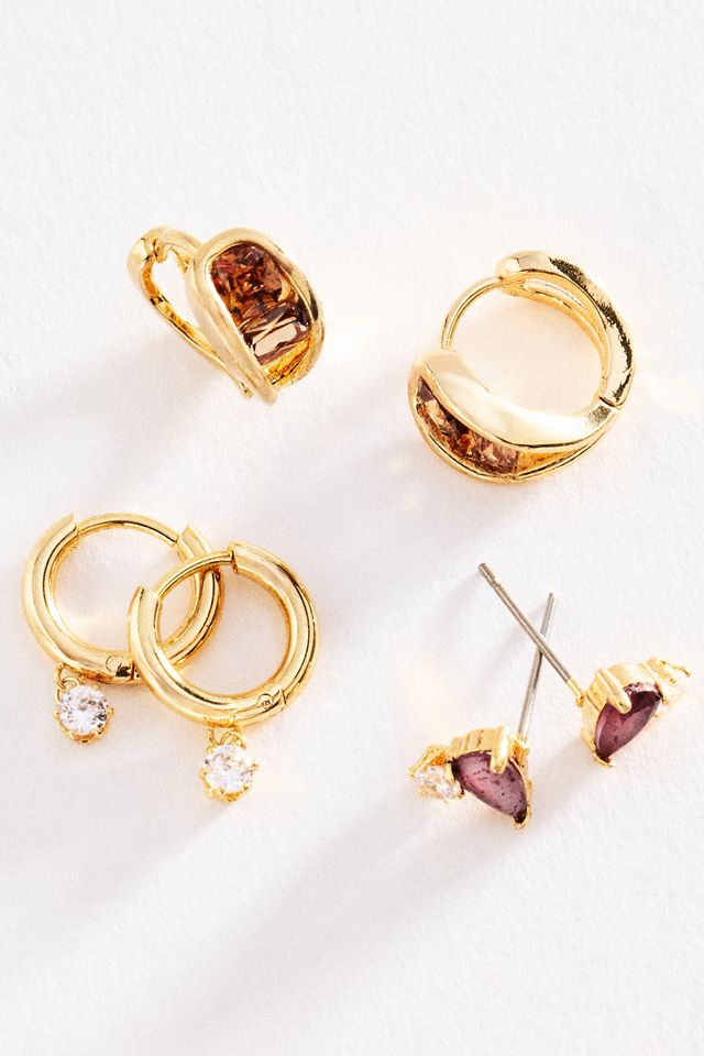By Anthropologie Birthstone Earrings, Set of 3 #1