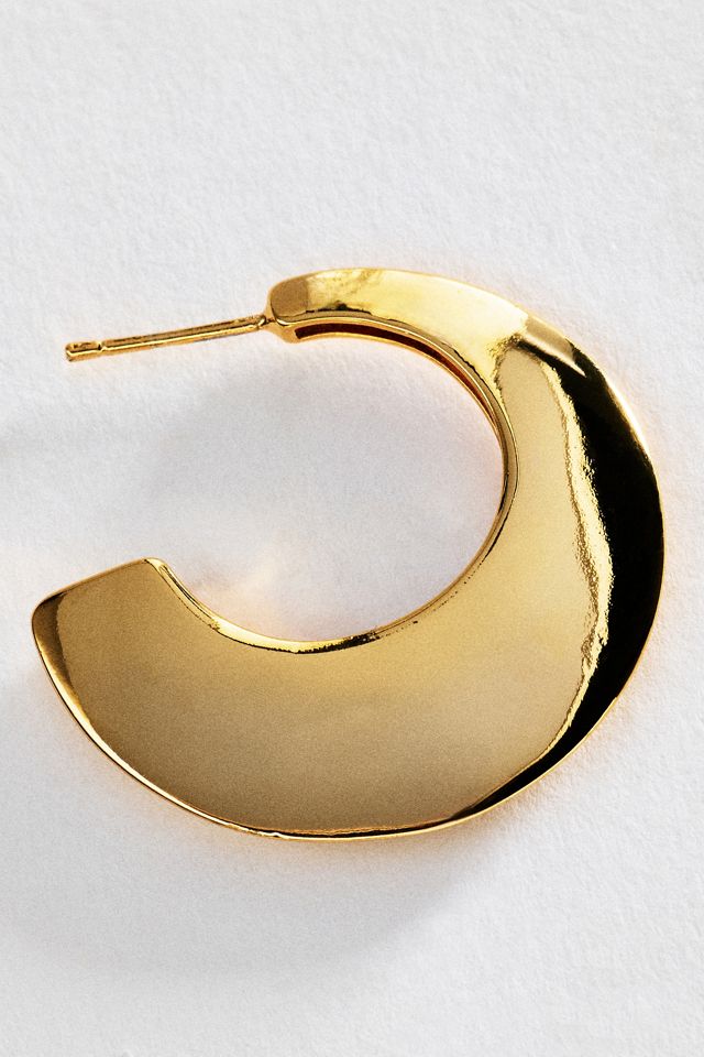 By Anthropologie Flat Crescent Hoop Earrings #1