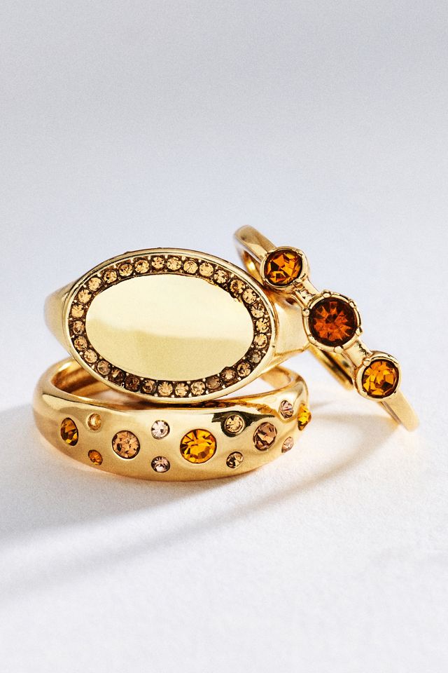 By Anthropologie Signet Stacking Rings, Set of 3 #1