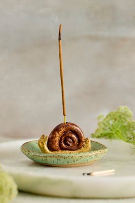 Snail Stoneware Incense Holder