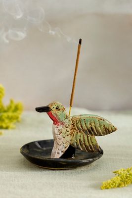 Hummingbird Stoneware Incense Holder
