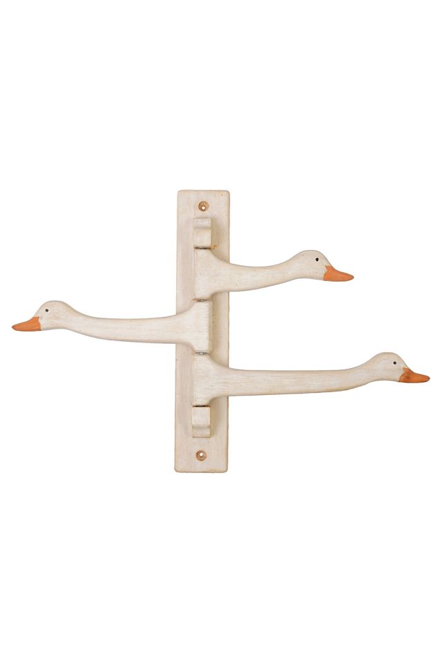 Goose Head Rubberwood Swing Arm Wall Hook #1