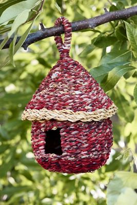 Seagrass Hut Birdhouse, Red