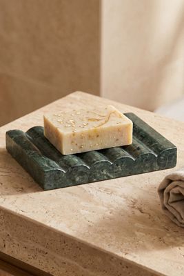 Hand-Carved Green Marble Soap Dish