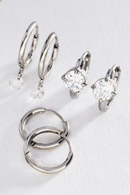 By Anthropologie Water Resistant Huggie Hoop Earrings, Set of 3