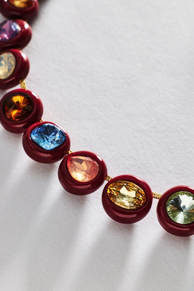 By Anthropologie Chunky Resin Bezel Necklace #1