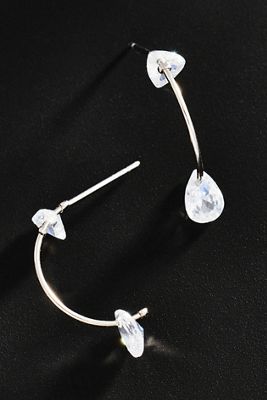 By Anthropologie Demi Fine Crystal Thin Hoop Earrings